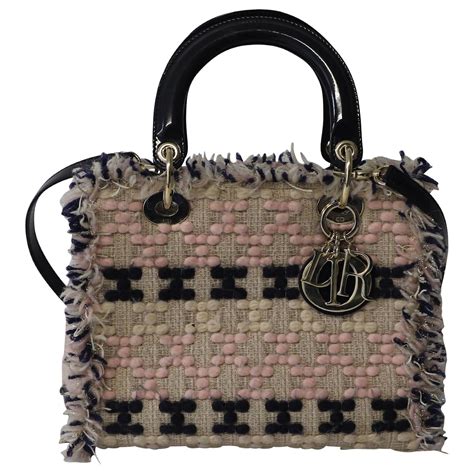 Sac à main lady dior en tweed Dior Multicolore en Tweed